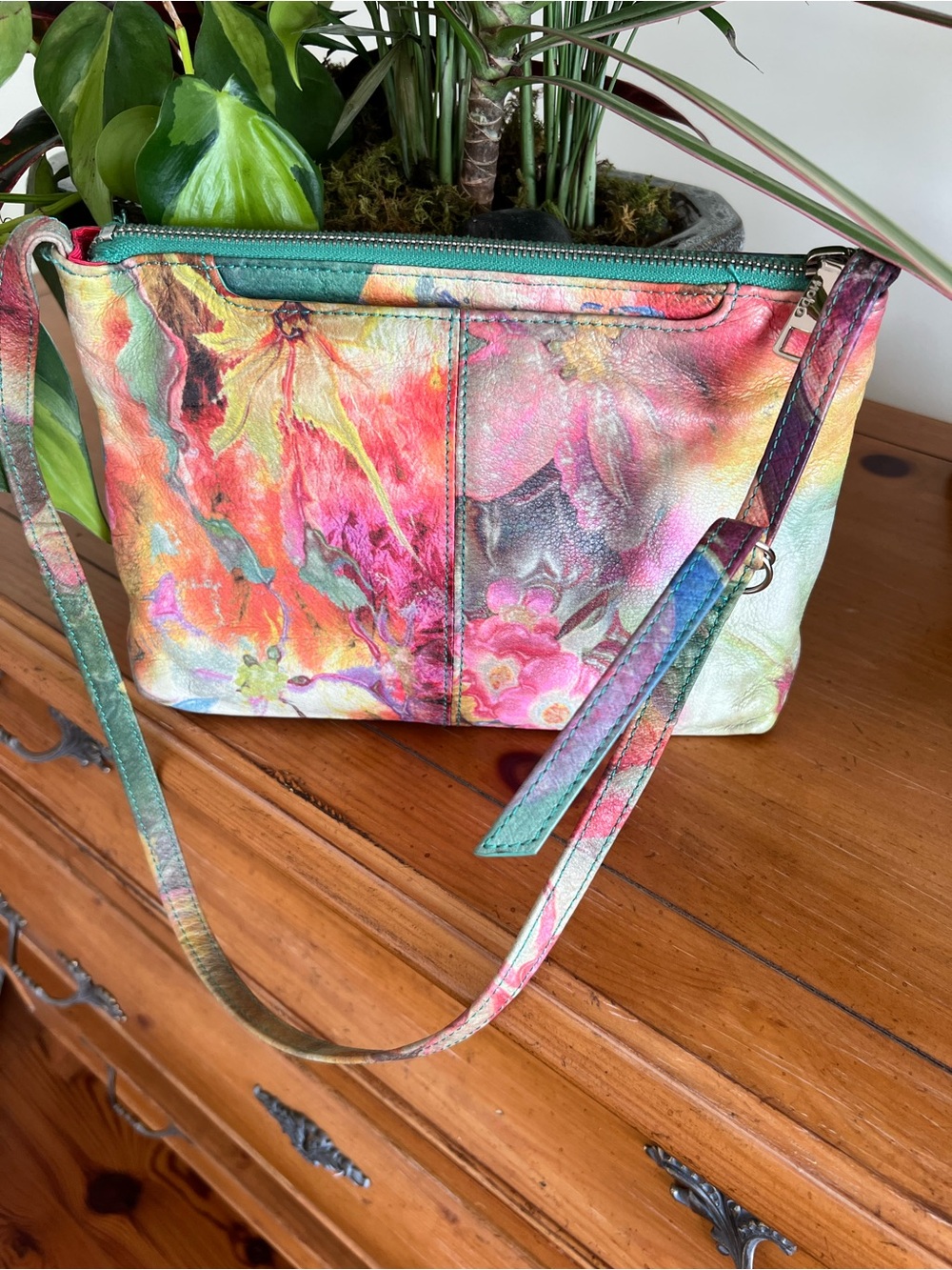 HOBO Brand Multicolor Floral Leather Bag — Vibrant Garden Print